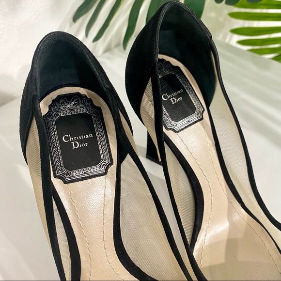 SOLD Authentic Christian Dior Black Suede & Mesh Songe Heels size 37 - Picture 10 of 12